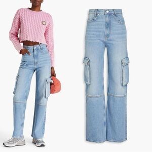 Sandro High Rise Denim Cargo Jeans